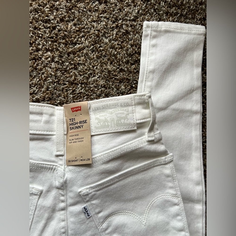 Levi's Premium 721 HIGH RISE SKINNY WOMEN'S JEANS Short W24 L28 WHITE - Picture 7 of 7